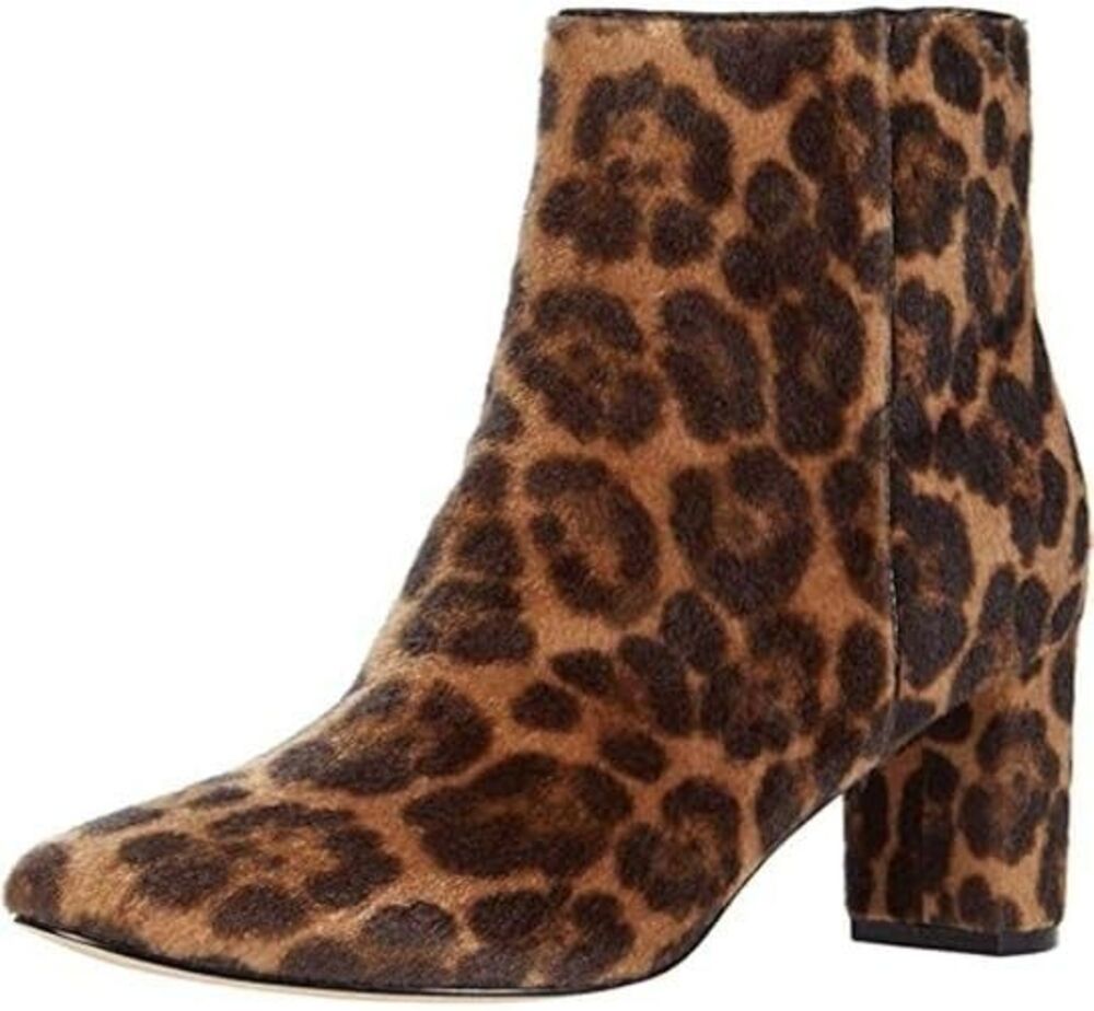 New Nine West Trin Leopard Women’s Faux Fur Ankle Booties Boots Size 8